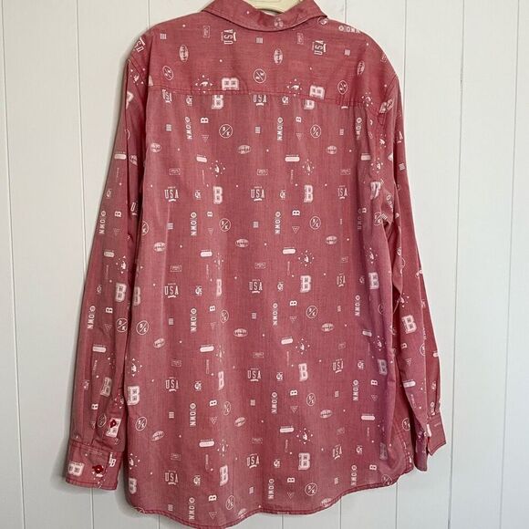 Brooklyns Own by Rocawear Mens Size XL Button Front Shirt Red Long Sleeve - Picture 5 of 11